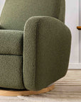 NAMI ELECTRONIC RECLINER AND SWIVEL GLIDER RECLINER WITH USB PORT - OLIVE BOUCLE WITH LIGHT WOOD BASE