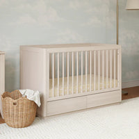 3-in-1 Convertible Storage Crib with Toddler Bed Conversion Kit - WASHED NATURAL