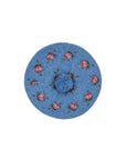 Blue beret with floral patterns on a white background