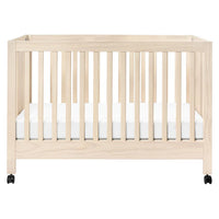 MAKI PORTABLE FOLDING CRIB WITH TODDLER BED CONVERSION KIT - WASHED NATURAL