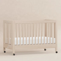 MAKI PORTABLE FOLDING CRIB WITH TODDLER BED CONVERSION KIT - WASHED NATURAL