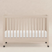 MAKI PORTABLE FOLDING CRIB WITH TODDLER BED CONVERSION KIT - WASHED NATURAL