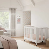 MAKI PORTABLE FOLDING CRIB WITH TODDLER BED CONVERSION KIT - WHITE