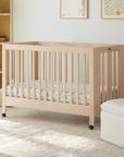 MAKI PORTABLE FOLDING CRIB WITH TODDLER BED CONVERSION KIT - WASHED NATURAL