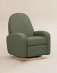 NAMI ELECTRONIC RECLINER AND SWIVEL GLIDER RECLINER WITH USB PORT - OLIVE BOUCLE WITH LIGHT WOOD BASE
