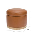 NAKA STORAGE OTTOMAN - TAN VEGAN LEATHER