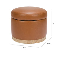 NAKA STORAGE OTTOMAN - TAN VEGAN LEATHER