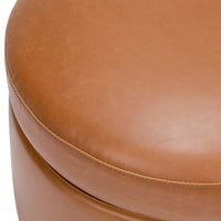 NAKA STORAGE OTTOMAN - TAN VEGAN LEATHER