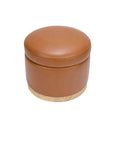 NAKA STORAGE OTTOMAN - TAN VEGAN LEATHER