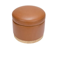 NAKA STORAGE OTTOMAN - TAN VEGAN LEATHER