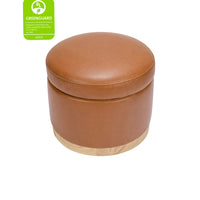 NAKA STORAGE OTTOMAN - TAN VEGAN LEATHER