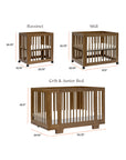 YUZU 8-IN-1 CONVERTIBLE CRIB WITH ALL AGES CONVERSION KITS - NATURAL WALNUT