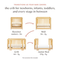 YUZU 8-IN-1 CONVERTIBLE CRIB WITH ALL AGES CONVERSION KITS - NATURAL