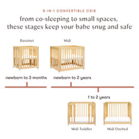 YUZU 8-IN-1 CONVERTIBLE CRIB WITH ALL AGES CONVERSION KITS - NATURAL