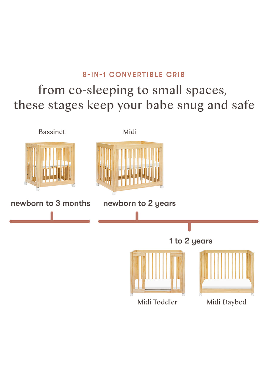 YUZU 8-IN-1 CONVERTIBLE CRIB WITH ALL AGES CONVERSION KITS - NATURAL