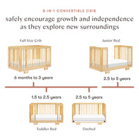 YUZU 8-IN-1 CONVERTIBLE CRIB WITH ALL AGES CONVERSION KITS - NATURAL