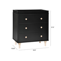 LOLLY 3 DRAWER CHANGER DRESSER - BLACK/WASHED NATURAL