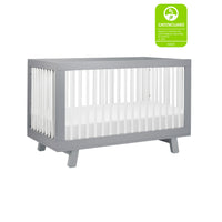 HUDSON 3-IN-1 CONVERTIBLE CRIB WITH TODDLER BED CONVERSION KIT - GREY/WHITE