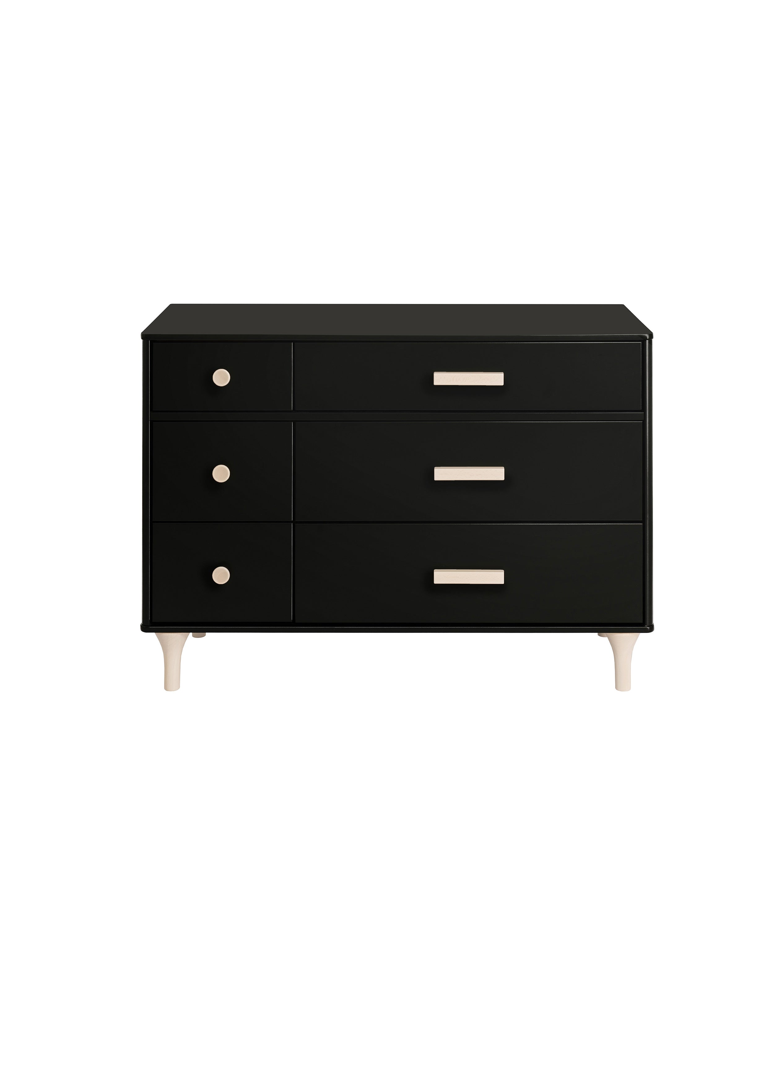 6 drawer double dresser black Modern Black 6 Drawer Dresser with Embedded Handles, Wooden Storage Organizer for Bedroom