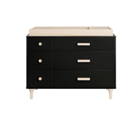 LOLLY 6 DRAWER ASSEMBLED DOUBLE DRESSER - BLACK/WASHED NATURAL