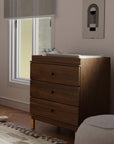GELATO 3 DRAWER CHANGER DRESSER - NATURAL WALNUT AND GOLD FEET