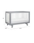 HUDSON 3-IN-1 CONVERTIBLE CRIB WITH TODDLER BED CONVERSION KIT - GREY/WHITE