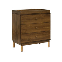 GELATO 3 DRAWER CHANGER DRESSER - NATURAL WALNUT AND GOLD FEET
