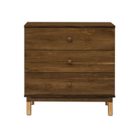GELATO 3 DRAWER CHANGER DRESSER - NATURAL WALNUT AND GOLD FEET