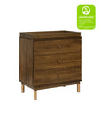 GELATO 3 DRAWER CHANGER DRESSER - NATURAL WALNUT AND GOLD FEET