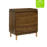 GELATO 3 DRAWER CHANGER DRESSER - NATURAL WALNUT AND GOLD FEET
