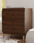 GELATO 3 DRAWER CHANGER DRESSER - NATURAL WALNUT AND GOLD FEET
