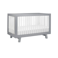 HUDSON 3-IN-1 CONVERTIBLE CRIB WITH TODDLER BED CONVERSION KIT - GREY/WHITE