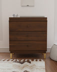 GELATO 3 DRAWER CHANGER DRESSER - NATURAL WALNUT AND GOLD FEET