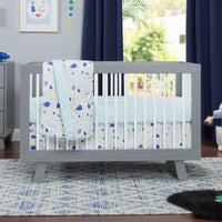 HUDSON 3-IN-1 CONVERTIBLE CRIB WITH TODDLER BED CONVERSION KIT - GREY/WHITE