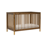 GELATO 4-IN-1 CONVERTIBLE CRIB WITH TODDLER BED CONVERSION KIT - NATURAL WALNUT AND GOLD FEET