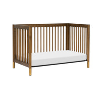 GELATO 4-IN-1 CONVERTIBLE CRIB WITH TODDLER BED CONVERSION KIT - NATURAL WALNUT AND GOLD FEET