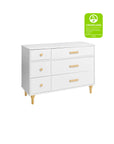 LOLLY 6 DRAWER ASSEMBLED DOUBLE DRESSER - WHITE/NATURAL