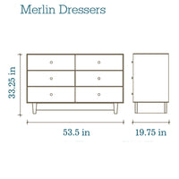 6 DRAWER DRESSER - SPARROW - WHITE/BIRCH