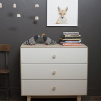 3 DRAWER DRESSER - RHEA - WHITE/BIRCH