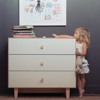 3 DRAWER DRESSER - RHEA - WHITE/BIRCH