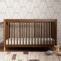 GELATO 4-IN-1 CONVERTIBLE CRIB WITH TODDLER BED CONVERSION KIT - NATURAL WALNUT AND GOLD FEET