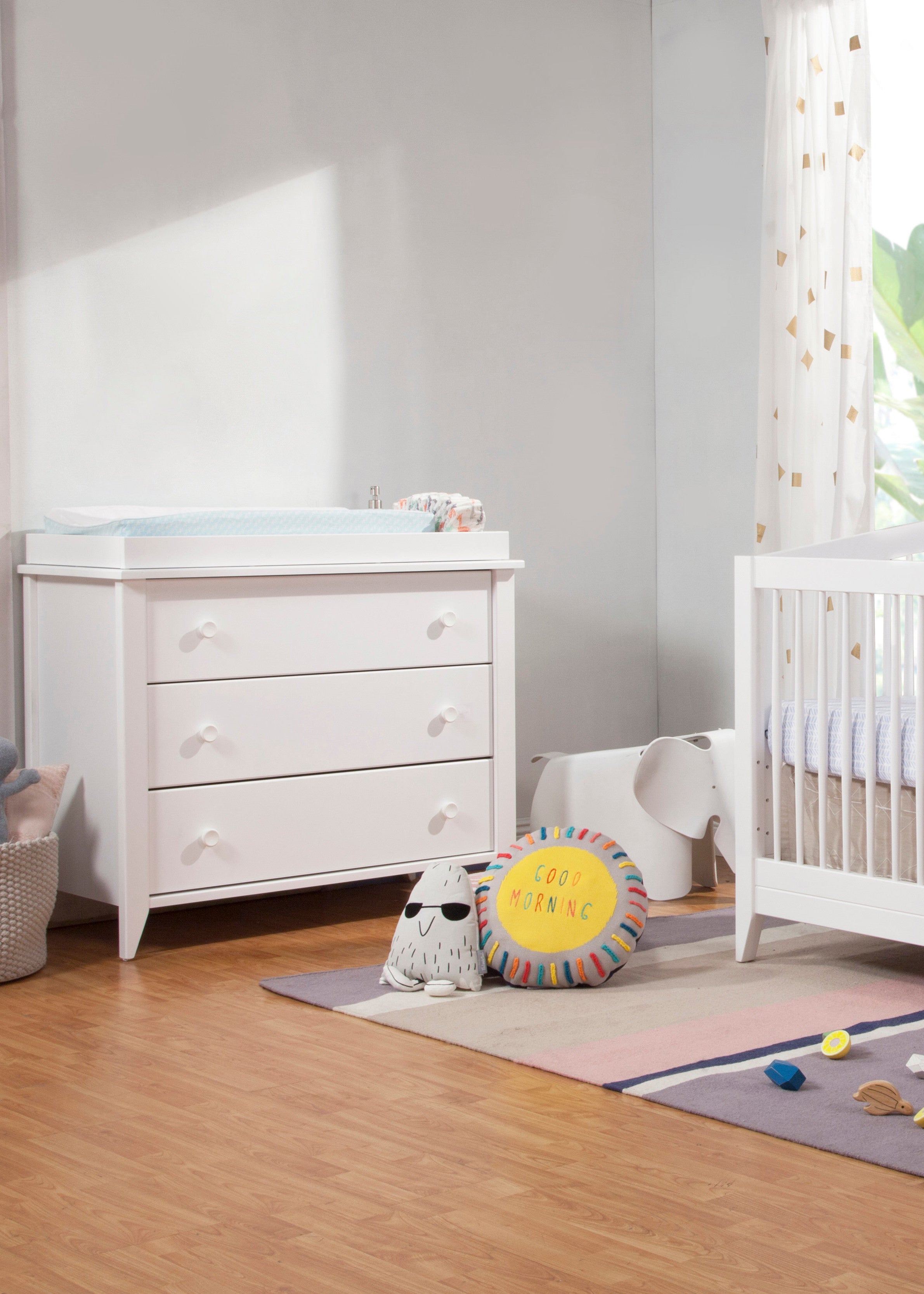 white dresser nursery Babyletto Sprout 3 Drawer Changer Dresser
