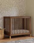 GELATO 4-IN-1 CONVERTIBLE MINI CRIB - NATURAL WALNUT AND GOLD FEET