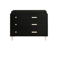 LOLLY 6 DRAWER ASSEMBLED DOUBLE DRESSER - BLACK/WASHED NATURAL