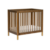 GELATO 4-IN-1 CONVERTIBLE MINI CRIB - NATURAL WALNUT AND GOLD FEET