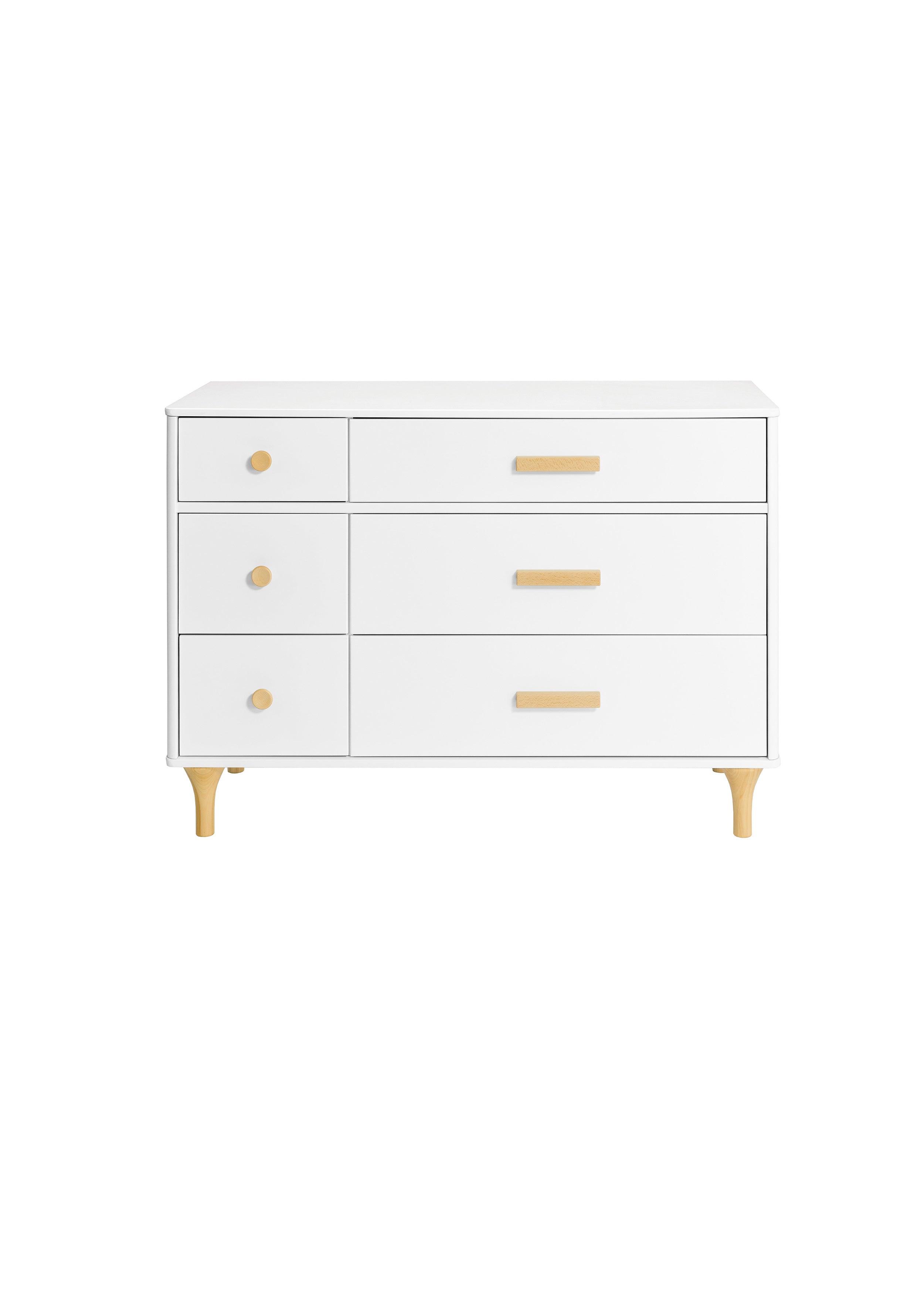 LOLLY 6 DRAWER ASSEMBLED DOUBLE DRESSER - WHITE/NATURAL  eggy