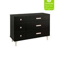 LOLLY 6 DRAWER ASSEMBLED DOUBLE DRESSER - BLACK/WASHED NATURAL