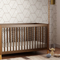 GELATO 4-IN-1 CONVERTIBLE CRIB WITH TODDLER BED CONVERSION KIT - NATURAL WALNUT AND GOLD FEET