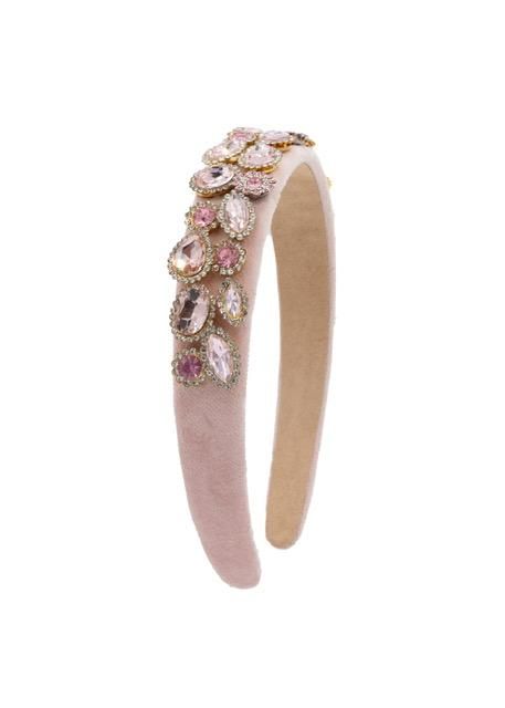JEWELED VELVET HAIRBAND - PINK