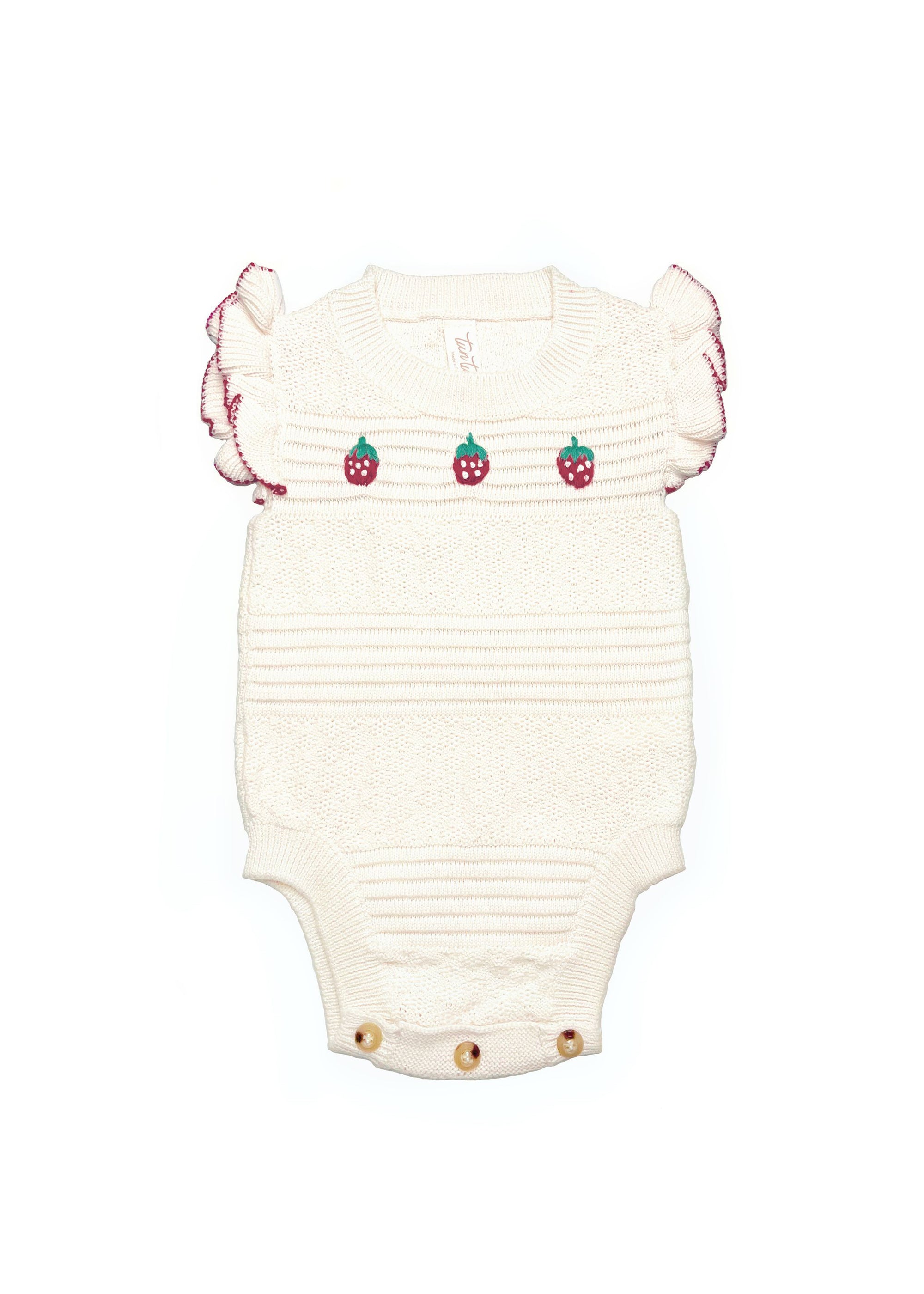 STRAWBERRY EMBROIDERED ROMPER